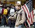 Student with American flag.